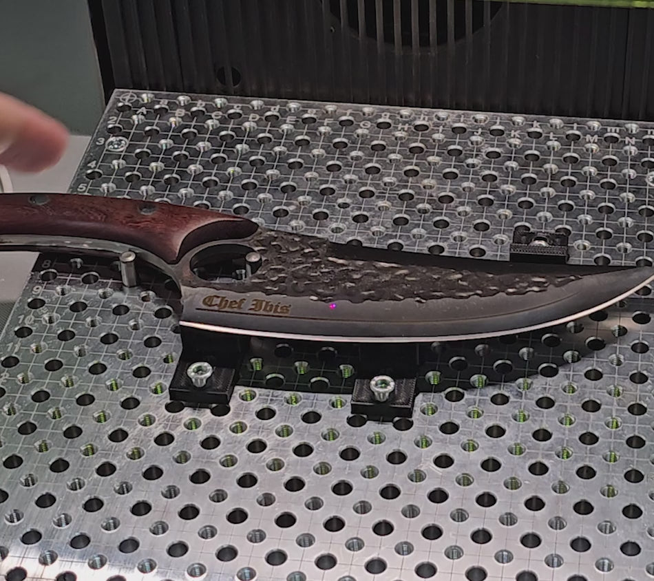 video showing a carving knife that was just laser engraved